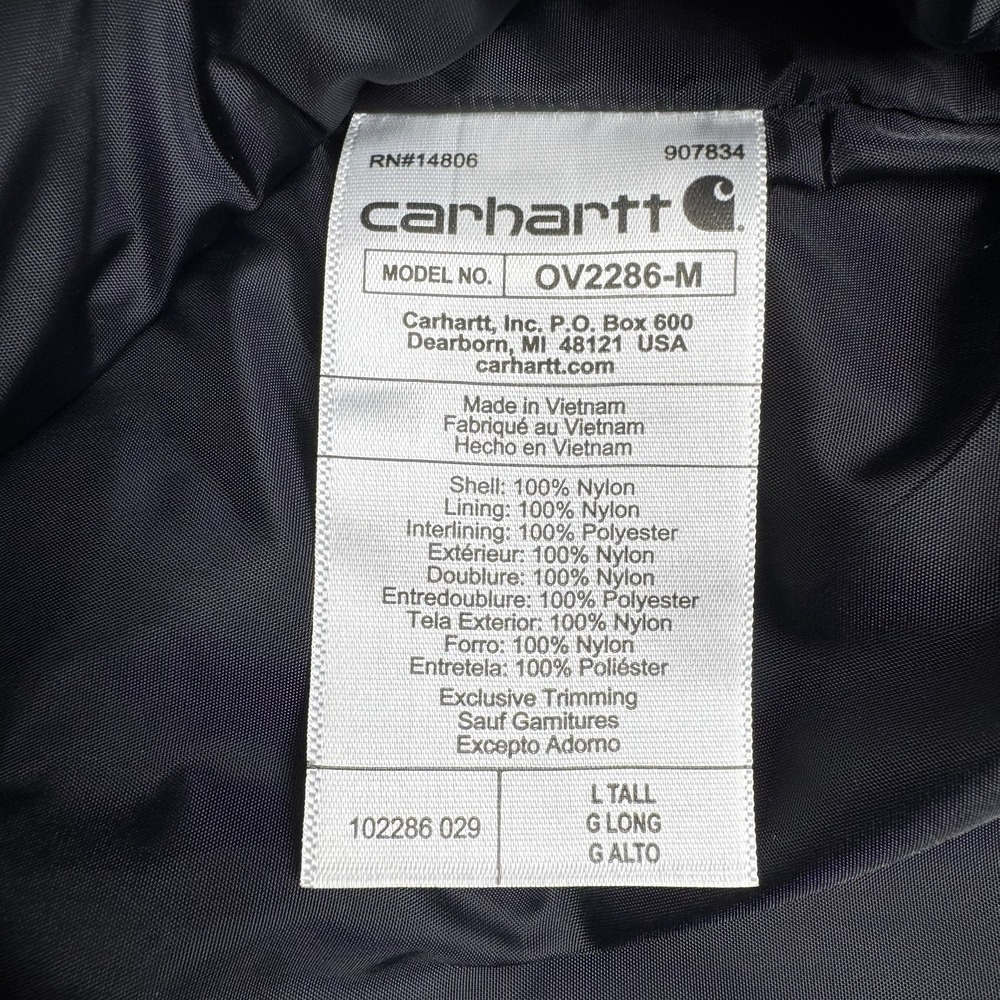 NWT Carhartt Rain Defender Quilted Puffer Gray Vest Men's Large Tall - Picture 8 of 11